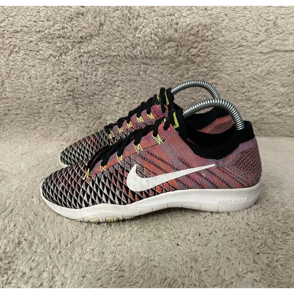 Nike Free TR Flyknit Training Shoes Sneakers Pink Black Running Women's Size 7.5 - Picture 4 of 10